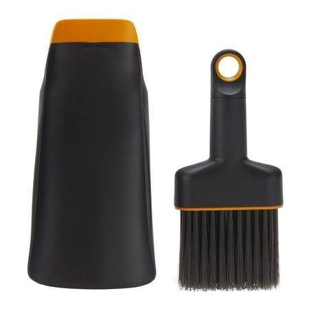 Gardening Scoop and Brush Set for Indoor Plants, Transplanting Repotting Soil Tools With Narrow Digging End and Wide Dustpan, Recycled Plastic, Black
