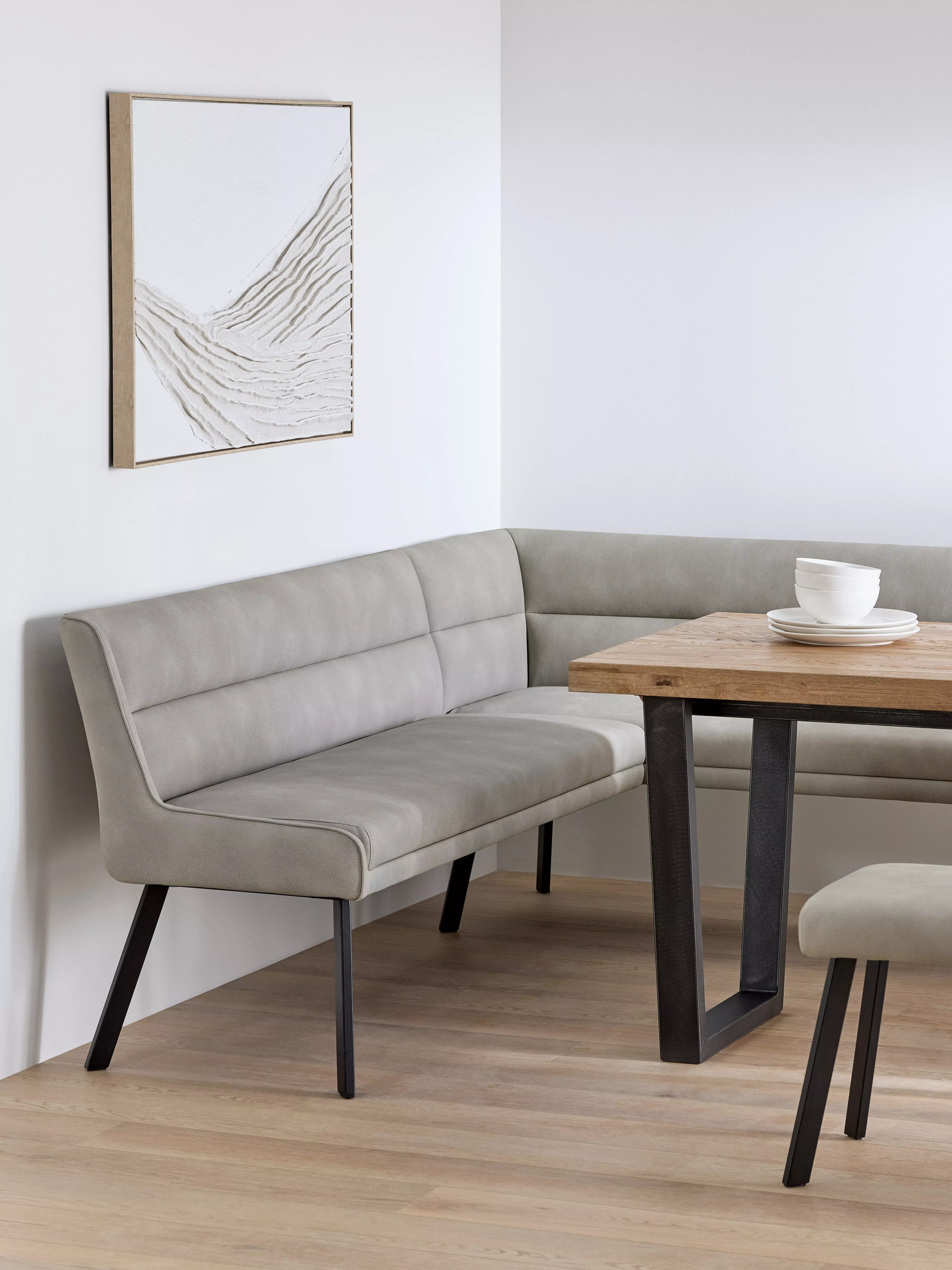 John Lewis Malden Pu Corner Dining Bench, Misty