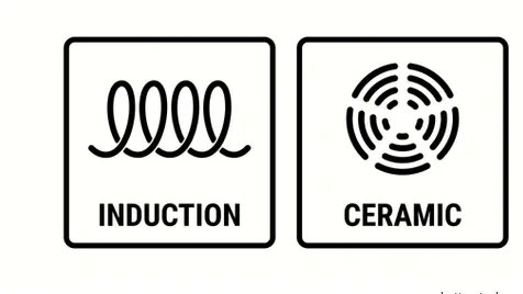 The logos on an induction hob