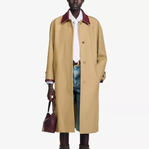 Sandro's leather-trimmed trench coat