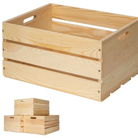 Forbrads 1 Piece Large Pine Wood Crates for Storage, Unfinished Natural Wooden Crates, 17&quot; X 13&quot; X 8.9&quot;