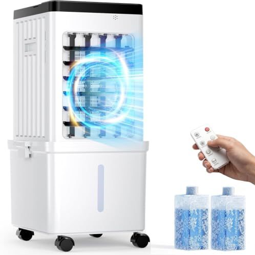 Evaporative Air Cooler, 15l Evaporative Cooling Fan With Remote &amp;amp; 2 Ice Packs, 3-In-1 Hoseless Room Cooler With 3 Speeds, 7.5h Timer &amp;amp; 120&amp;deg; Oscillation, Portable Room Cooler for Office, Bedroom