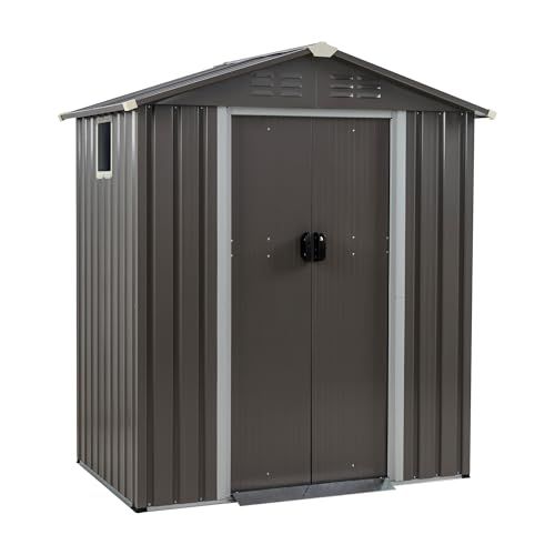 Jy Qaqa 5x3 Ft Metal Outdoor Garden Storage Shed,waterproof Metal Garden Sheds With Window and Lockable Double Door,weather Resistant Steel Tool Storage House Shed Forpatio,lawn
