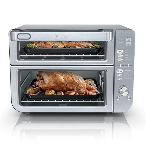 Ninja Air Fryer Toaster Oven Combo | Double Stack Xl | 12-In-1 | Fits 4.5 Lb Chicken &amp;amp; 6lbs of Wings | Smart Finish Cook 2 Different Meals at Same Time | Countertop Oven | Stainless Steel | Dct601