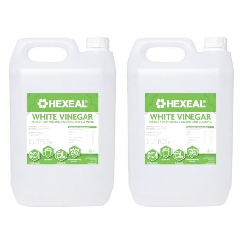 Hexeal White Vinegar 10l - Food Grade, Cooking &amp;amp; Cleaning | 2 X 5l - for Pickling &amp;amp; Baking. Cleans Surfaces, Deodorises &amp;amp; Removes Grime