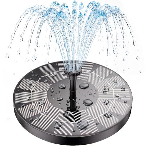 Aisitin 2.5w Outdoor Floating Solar Fountain, Solar Pond Pump and 6 Nozzles, Solar Water Feature for Bird Bath Aquarium Garden Fountain