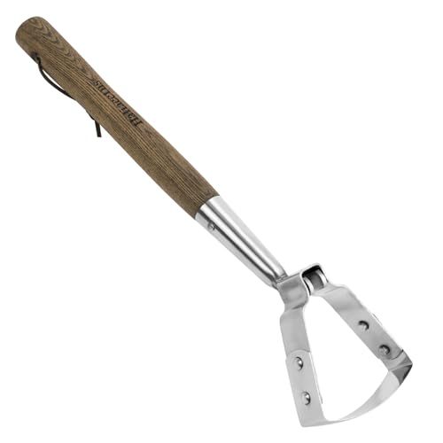Haliaeetus Scuffle Hoe, 16.8'' Stirrup Hoe for Weeding Precisely in Raised Bed, Stainless Steel Action Hoe for Weeding in Push-Pull Motion, Hula Hoe With Compact Size for Weeding in Between Plants