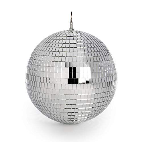 Mirror Disco Ball 30 Cm (12") | Silver Glitter Mirror Ball With Hanging Hook | Party Wedding Dj Stage Lighting | Lightweight Glass Facets | Pukkr