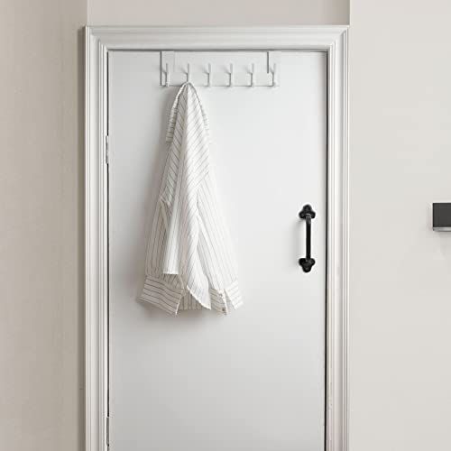 Webi Over the Door Hook,over Door Towel Rack,door Hanger,over Door Hanger Coat Rack,6 Hooks for Hanging Clothes,towels,behind Back of Bathroom,white