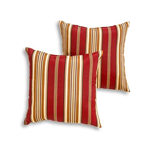 South Pine Porch Outdoor 17-Inch Square Accent Pillow, Set of 2, Roma Stripe