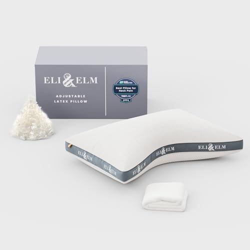 Eli &amp;amp; Elm | Ultimate Side Sleeper Pillow With Adjustable Filler to Get the Perfect Contour Curved Pillow for a Neck Pain Relief Sleep - Removable Latex and Polyester Filling (pillow &amp;amp; Pillow Case)