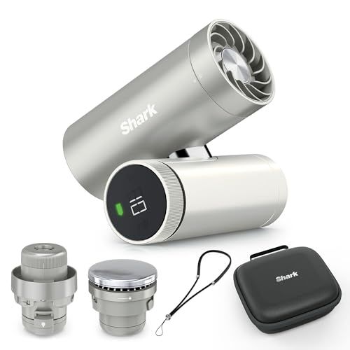 Shark Chillpill 3-In-1 Personal High-Speed Fan, Ultra-Fine Mist and Instachill System Travel Bundle With Case, Includes 3 Cooling Attachments, Travel-Friendly Design, Cloud Fa021uk