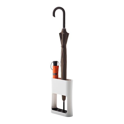 Yamazaki Oval Umbrella Stand, Abs - 4 Full-Size &amp;amp; Folding Umbrellas, Compact Entryway With Drip Tray, Stylish and Practical - 7,6 X 20,8 X 28 Cm, Japanese Design, White