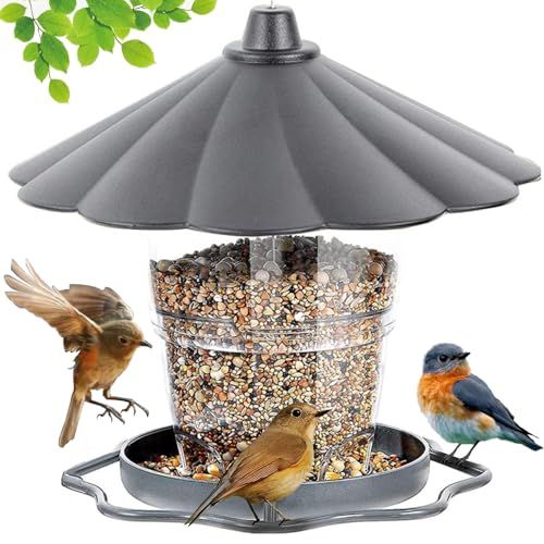 Wllkoo Bird Feeder, Bird Feeders for Outside Outdoors Hanging, Birds Feeder Adjustable Feeder With Sturdy Wire and Roof, Plastic, for Garden, Backyard, Terrace
