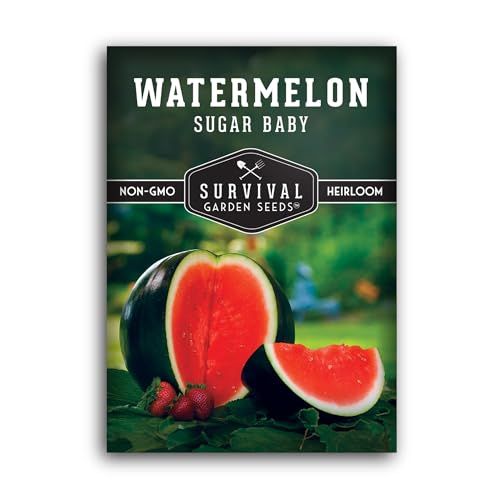 Sugar Baby Watermelon Seeds - Grow Little Round Icebox Watermelons at Home - Non-Gmo Heirloom Variety for Planting - Survival Garden Seeds (1 Pack)