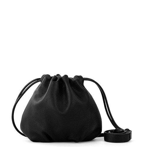 Lorelie Drawstring Crossbody - Leather - Black