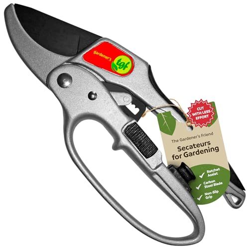 Ratchet Pruning Shears Gardening Tool &amp;ndash; Anvil Pruner With Assisted Action &amp;ndash; Ratcheting Pruners for With Heavy Duty, Nonstick Steel Blade &amp;ndash; Garden Tools by the Gardener's Friend