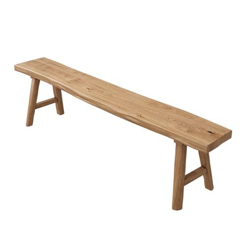 Farmhouse Wooden Bench, Long Rustic Indoor Storage Bench for Entryway, Narrow Bench Slim Vintage Bench Living Room, Dining Room, Solid Wood Construction, Original Wood(80cm/31.5inch Natural Edge)
