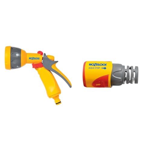 Hozelock - Multi-Jet Spray Gun : Ideal for Daily Use, Multi-Tasking Gun, Locking Function &amp;amp; Aquastop Hose Connector Plus &amp;oslash; 12.5mm - 15mm (1/2"- 5/8") Soft Touch: Aquastop