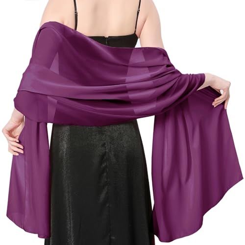 Lifwimner Chiffon Shawls and Wraps for Women 200 * 70 Cm Lightweight Long Sheer Scarfs Headscarf for Wedding Party Evening Dresses(purple)
