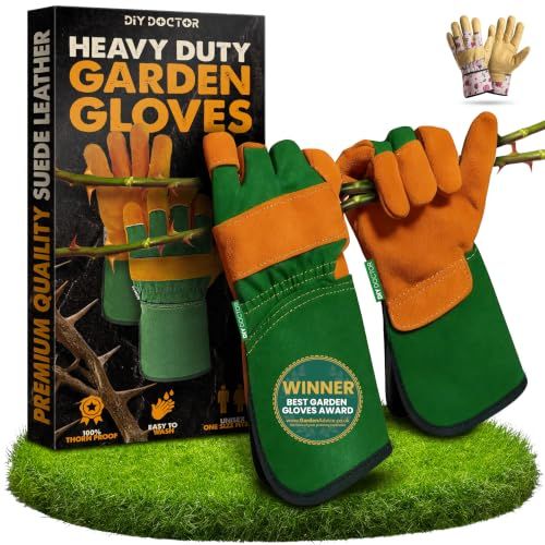 Diy Doctor Heavy Duty Gardening Gloves for Men, Thorn Proof Leather Garden Work Gloves, One Size Fits Most Unisex - (1 Pair)