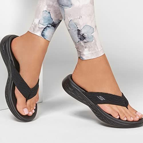 Skechers Women's On-The-Go 600 Sunny Flip Flop, Black Textile, 5 Uk