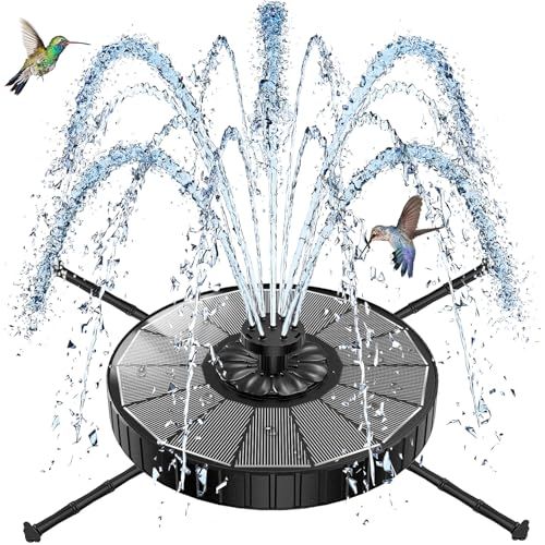 Szmp Solar Fountain With 3 Spray Height, 3.5w Glass Solar Bird Bath Fountain With 4 Adjustable Rotating Rods, and 8 Nozzles, Outdoor Solar Water Fountain Pump for Bird Bath, Garden, Pool, Pond