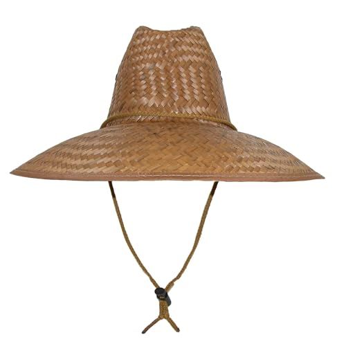 Ctm Palm Straw Lifeguard Hat With Wide Brim, Natural