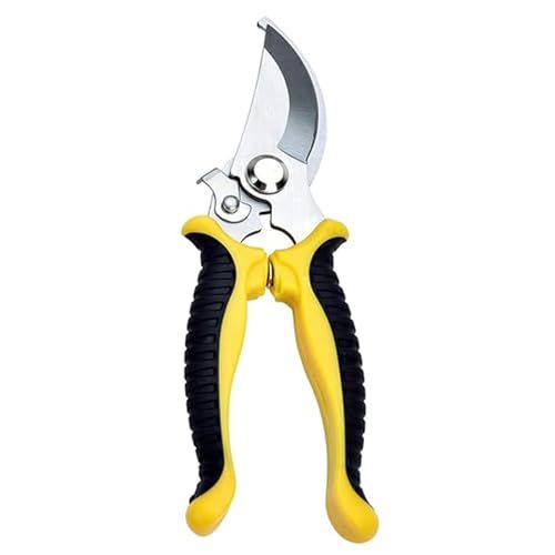 Ntek Pruning Shears Sharp Blade Bypass Hand Pruner, Stainless Steel Blades Professional Garden Clippers Bypass Secateurs, Tree Trimmers Secateurs, Garden Pruner, Gardening Scissors (yellow)