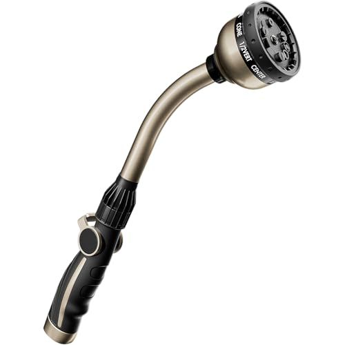 Restmo Watering Wand Heavy Duty, Metal Garden Hose Wand With 10 Spray Patterns, 15-Inch Long Hose Nozzle Sprayer With Thumb Flow Control, Ideal to Water Hanging Baskets and Shrubs