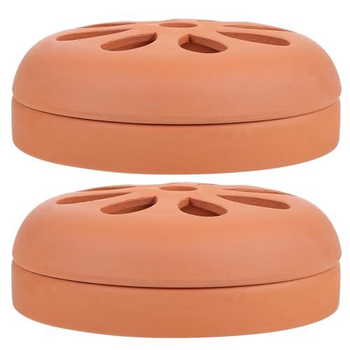 Horialence Ceramic Mosquito Coil Holder 2pcs Terracotta Burner With Decorative Plate for Citronella Coils Use in Outdoor Scenarios