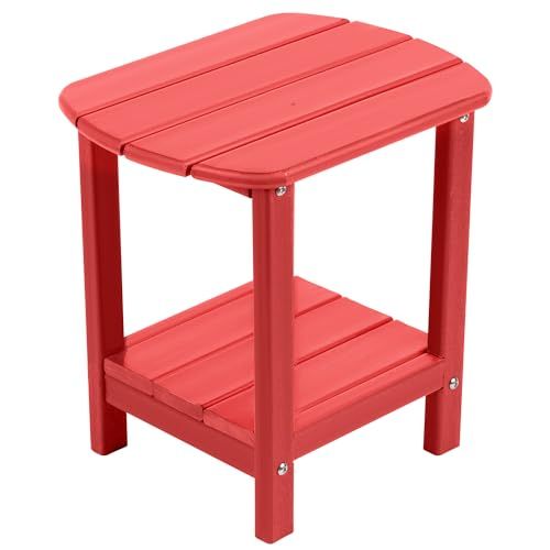 Nalone Adirondack Side Table 16.5" Outdoor Side Table Hdpe Plastic Double Adirondack End Table Small Table for Patio (red)