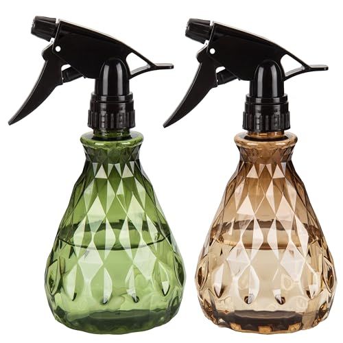 Vwoqiy 2 Pcs Empty Spray Bottles, 500ml Water Spray Bottles With Adjustable Spray Head, Refillable Trigger Sprayer Bottles, Atomizer Plant Mister Sprayer Bottles for Plants (green Brown)