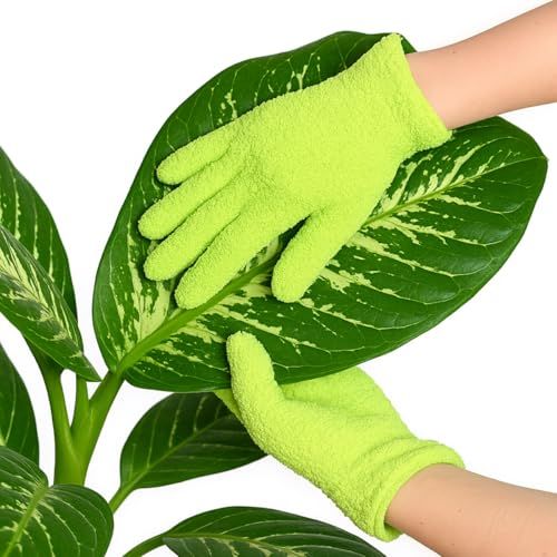Flora Microfiber Dusting Gloves for Houseplants &amp;ndash; Save Your Plants From Hidden Killers &amp;ndash; Ultra-Gentle Microfiber Leaf Cleaners for Indoor Plants &amp;ndash; Washable &amp;amp; Reusable