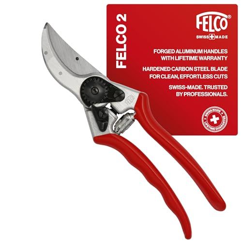 Felco F2 Pruning Shears &amp;ndash; 9.25" Swiss-Made Garden Clippers for Professional Pruning | Hand Pruners for Gardening | Garden Tool Cutter With Precision Bypass Blade, Aluminum Body, Replaceable Parts