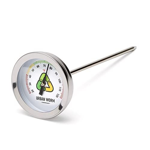 Urban Worm Soil Thermometer - 5-In Stainless Steel Stem - Perfect for Gardening &amp;amp; Worm Bin