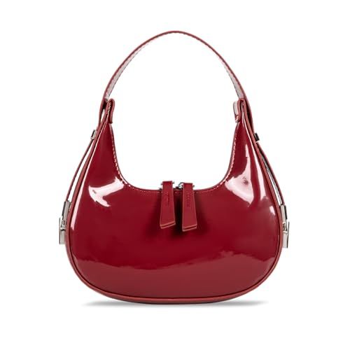 Prpeko Shoulder Bag Crescent Retro Y2k Hobo Handbags 90s Underarm Purse Bag Fashion Clutch Purses for Women, Burgundy, S