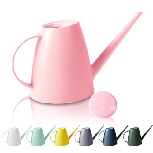 Watering Can for Indoor Outdoor Plants, Modern Small Watering Cans With Removable Nozzle, Long Spout Watering Can for Indoor Bonsai Plants Garden Flowers 1/2 Gallon 1.8l 60oz (pink)