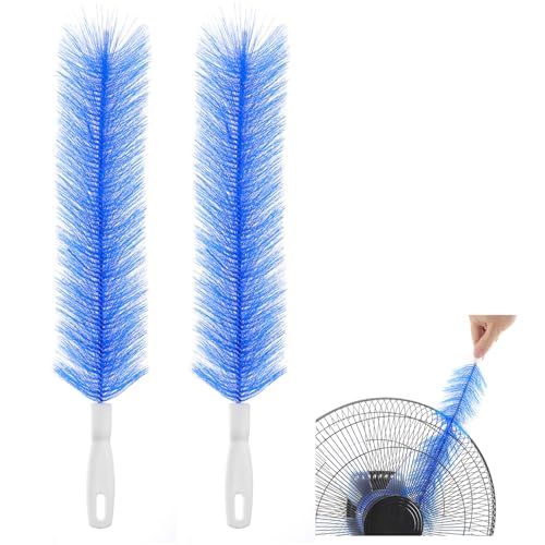 Yuanchu 2 Pcs Fan Cleaner Brushes, Bendable Fan Cleaning Brush Cobweb Duster Set Microfiber Head Washable Brush for Ceiling Fan Air Vents Curtains Cars Box Fan(blue)