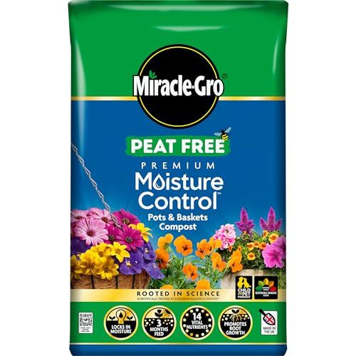 Miracle-Gro Peat Free Premium Moisture Control Compost, 40 Litres, Brown