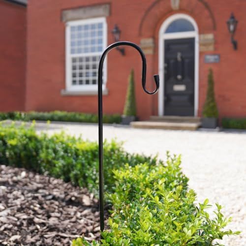 Festive Lights - 4 Pack 51cm or 71cm Shepherd's Crook Hook Pole for Hanging Garden Lights, Lanterns, Fairy String Illumination - Durable Metal Stake, Outdoor Border Pathway Display, Easy Assembly