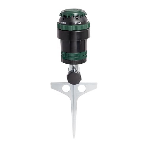 Orbit H2o-Six Gear-Drive Sprinkler on Metal T-Spike - Customizable Lawn Watering Coverage - Multi-Pattern Rotating Head With Adjustable Spray Range - Durable Outdoor Yard Irrigation Sprinkler - 58573