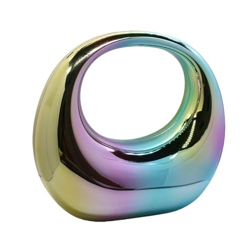 Gsyps Acrylic Evening Clutch Purse Top-Handle Moon Hobo Bag, Elegant Marble Handbag for Wedding Cocktail Party B-Rainbow