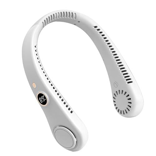 4000mah Portable Neck Fans Rechargeable, 5 Speed Hanging Bladeless Fan, Soft Neckband, 360&amp;deg; Airflow Cooling, Mini Fan for Outdoor Travel Office Sport (upgrade White)