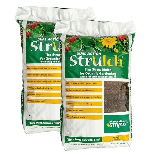 Yougarden 2 X 100l Strulch Straw Mulch in 9kg Bags, Natural Straw Mulch for Gardens Perfect as a Natural Slug and Snail Deterrent, Mulches for Gardens Uk