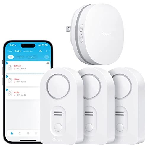 Govee Wifi Water Leak Detector 3 Packs, Leak Alert With Remotely Email/app Push and Sound Alarm, Smart Water Sensor With 100db Adjustable Alarm, Suit for Home and Basement