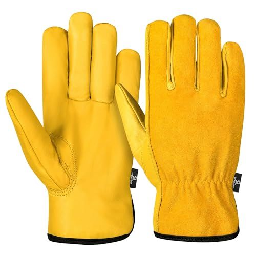 Thorn Proof Gardening Gloves for Men &amp;amp; Women &amp;ndash; Heavy Duty Cowhide Leather Work Gloves for Garden, Rose Pruning, Woodcutting &amp;ndash; Breathable, Durable, Soft Grip, Anti-Slip, Puncture Resistant (tan, S)