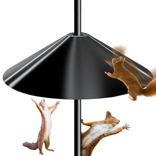Vivcin Large 19 Inch Squirrel Baffle for Bird Feeder Pole, Heavy-Duty 30% Thicker Chew-Proof Design, Black Pole Mount Raccoon Guard, Easy Install Weatherproof Protector for Outdoor Bird Feeders