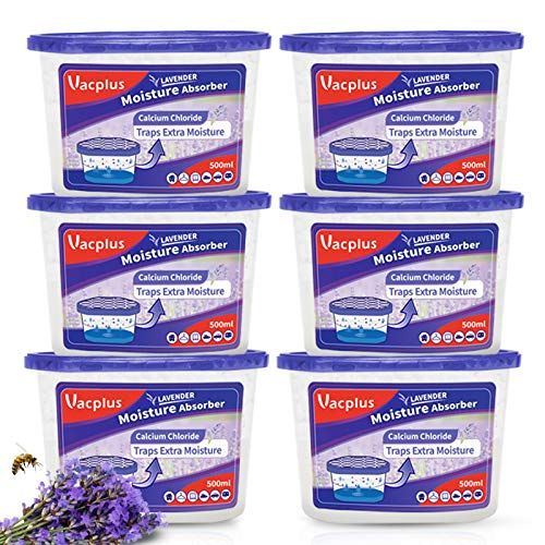 Vacplus Moisture Absorbers 6 Pack, 10.5 Oz Portable Humidity Absorber Boxes for Your Bathroom, Closet &amp;amp; Car, Dehumidifier With Lavender Fragrance, Purple