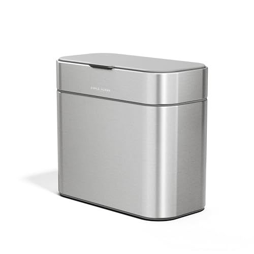 Simplehuman Cw1645 4l Compost Caddy, Indoor Kitchen Countertop Bin for Food Waste, Removable Inner Bucket, Soft-Seal Lid, Fingerprint-Proof Coating, Brushed Stainless Steel